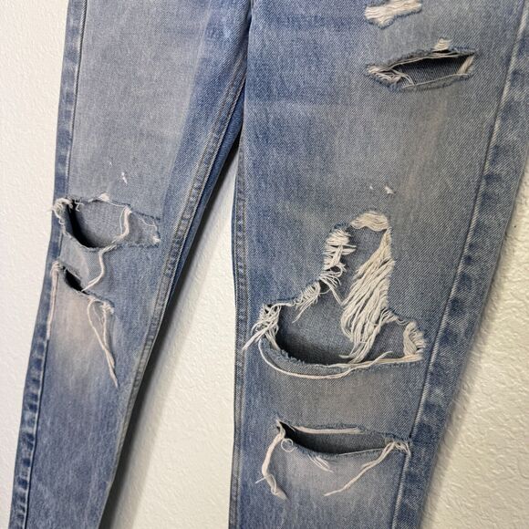 Re/Done Jeans Womens size 25 High Rise Raw Hem Button Fly Distressed Denim - Picture 6 of 15
